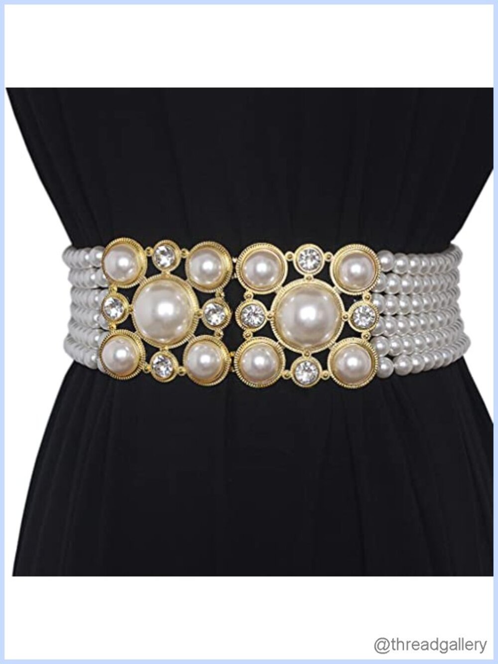 Wide Pearl Rhinestone Stretchy Waist Belt for Dress Wedding Sash